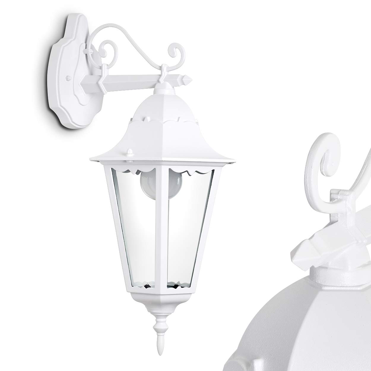 Hofstein White Outdoor Wall Lamp Hong Kong, Wall Lamp Downward In Antique Look, Cast Aluminium, W. Wall Light With E27 Socket, Retro/Vintage Outdoor Light For Patio, Veranda And Courtyard, Without Bulb