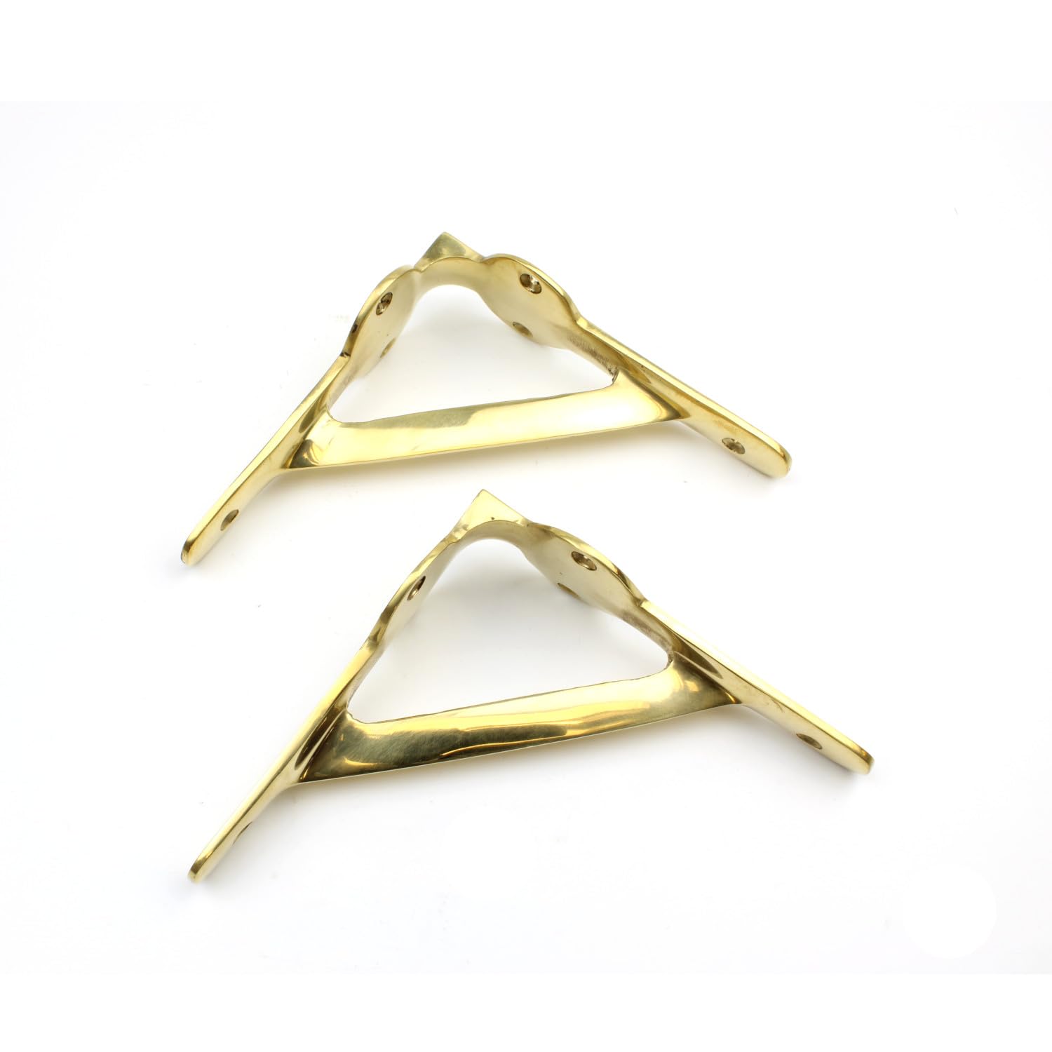 Oakcrafts Pair Of Solid Brass Gallows Style Shelf Brackets - 125Mm X 125Mm