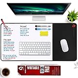 Writable Desk Pad Mat 90x40cm - Black – Premium Office Desk Mat Writing Pad and Desk Protector for Home Office Accessories - 3 Dry Wipe Pens and Eraser Pad Protector & Desk Blotter Pad for Home Office