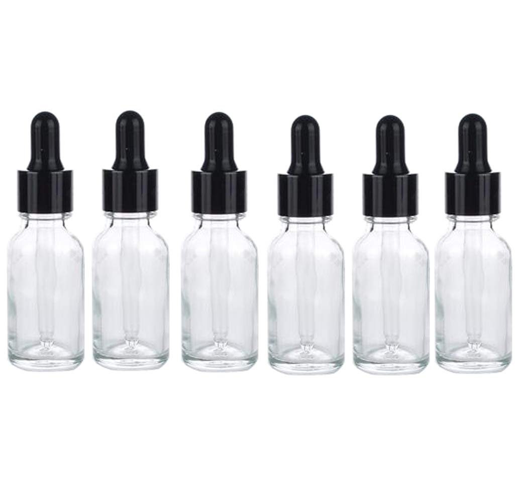 6Pcs Glass Clear Dropper Bottle with Eye Dropper Boston Round Empty
