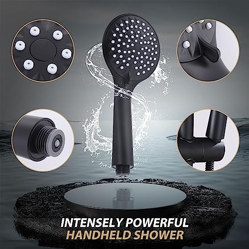 Vanbus Shower Head With Slide Bar, 5-Spray Handheld Shower With Slide Bar, Matte Black Shower Wand Slide Bar Set, Adjustable Holder Set #TOP4