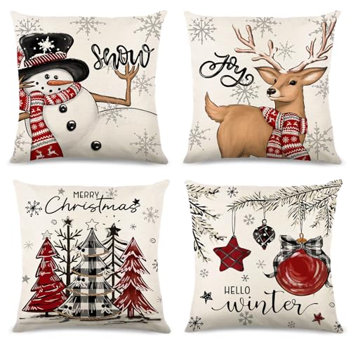 Prmape 4er Set Kissenbezug Weihnachten 45x45cm, 2026 Neue...