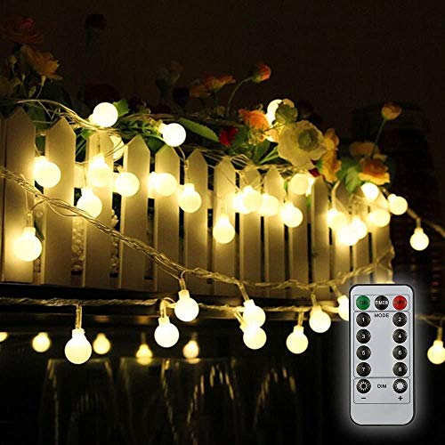 RongYou Lights Battery Powered,LED RGB Multicoloured Christmas Lights, 8 Modes & Timer, Indoor Outdoor Globe String Lights for Bedroom, Party, Gazebo and More, Remote Control Included