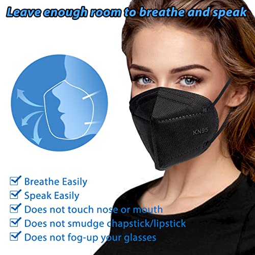 image for OKIAAS 25 Pack KN95 Face Mask, 5-Layer Masks Disposable kn95 Black,Fac