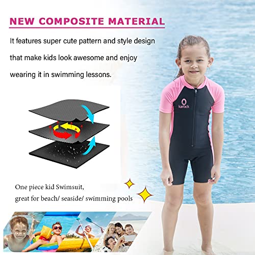 Karrack Girls And Boys One Piece Rash Guard Swimsuit Kid Water Sport Short Swimsuit Upf 50+ Sun Protection Bathing Suits #TOP2