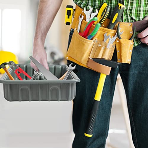 American Built Pro Tote Tray High Density Plastic Tote Tray, Grey Multifunctional Tray With 6 Dividers To Organize Garage Tools, Cleaning Supplies, Plumbing Tools, 16.5" X 11" X 3" Portable Handles #TOP5