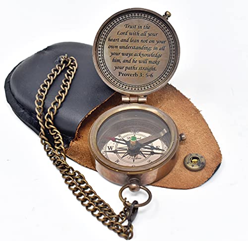 Brújula grabada Trust in The Lord con estuche de cuero estampado, regalo de graduación, brújula para camping y navegación, regalos religiosos miniatura 5
