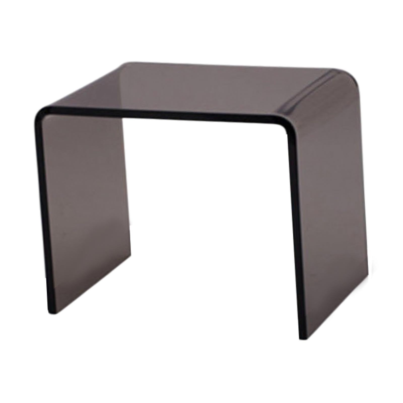 Mesa Auxiliar Clara, Taburete acrílico, Muebles contemporáneos en Forma de U, Mesa Central, Gris, Individual
