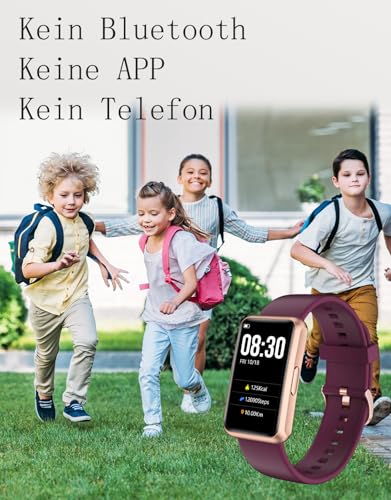 HUAKUA Schrittzähler Uhr (Ohne app und Handy) 1,47 Zoll Touchscreen Einfach Smartwatch Fitness Tracker mit Kalorienzähler,Schlafmonitor,Stoppuhr Wasserdicht IP68,Timer Fitnessuhr für Gehen Laufen – Bild 3