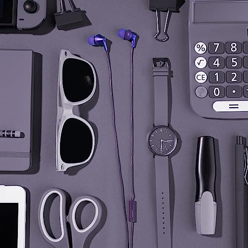 Image of PANASONIC ErgoFit Earbud Headphones with Microphone and Call Controller Compatible with iPhone, Android and Blackberry - RP-TCM125-VA - In-Ear (Metallic Violet)