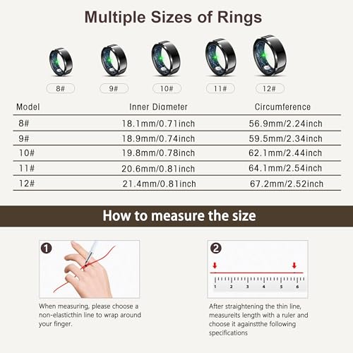 Image of Smart Ring for Women Men,Fashion Modern Minimalist Fitness Ring& Sleep Tracker Ring with Heart Rate,Blood Pressure,5ATM Waterproof Health Ring,No Subscription,Travel-Friendly Couple Gift(Size 8,Black)