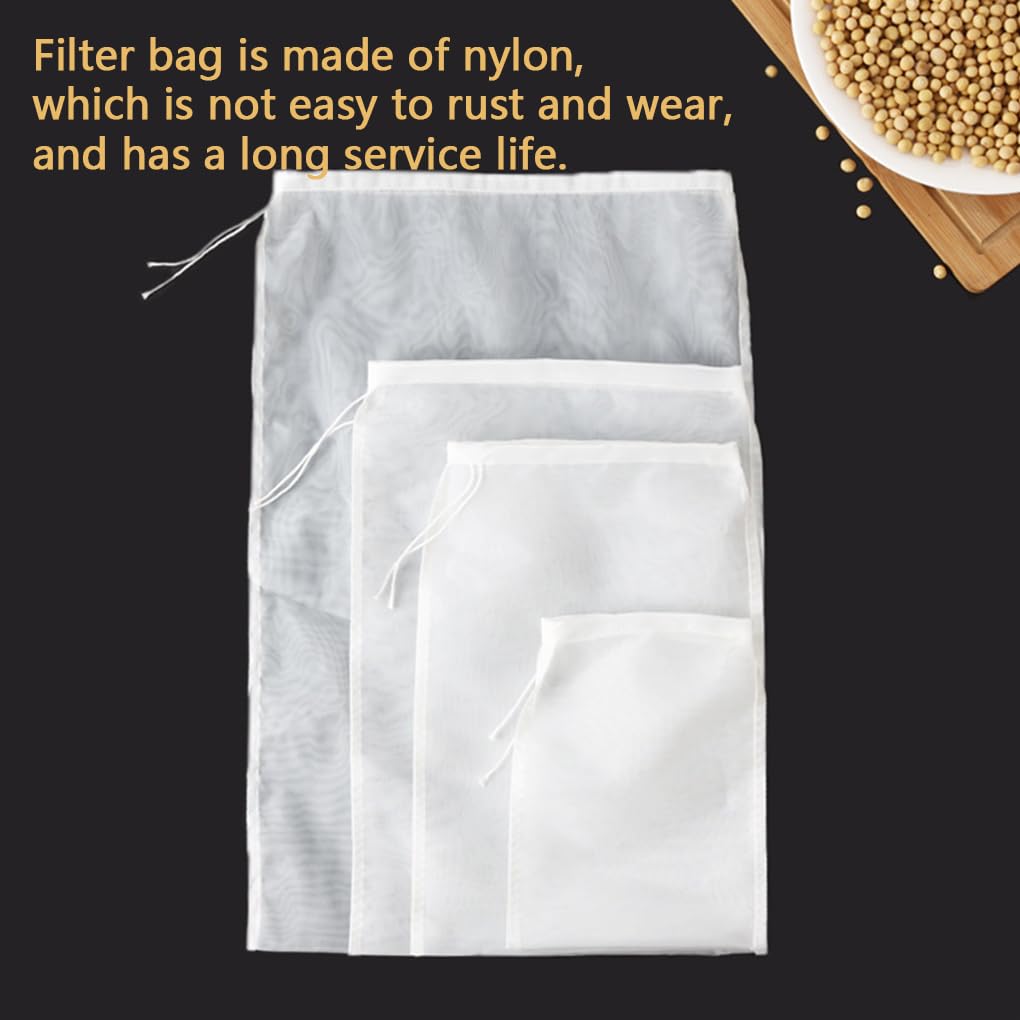 Set Da 3 Sacchetti Filtranti In Nylon Per Latte Di Mandorle, Riutilizzabili, Con Cordoncino, 20x30 Cm, Perfetti Per Formaggio, Yogurt E Succhi Di Frutta