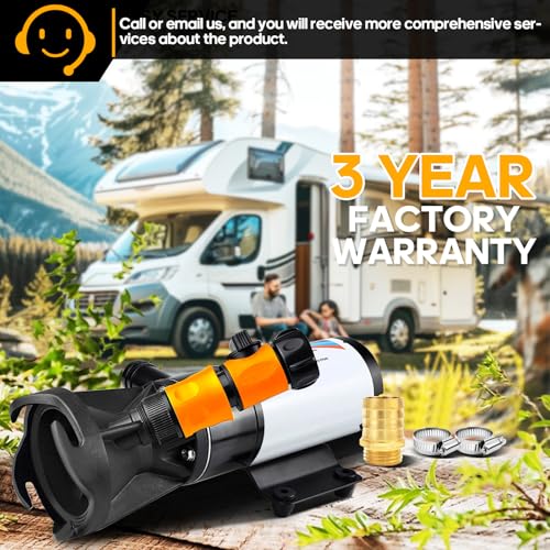 Macerator Pump for RV with Storage Bag, 12V 12GPM RV Macerator with Quick-Release, Sewage Pump with Garden Hose Discharge Port for Marine, Campers, Kitchen, and Bathroom