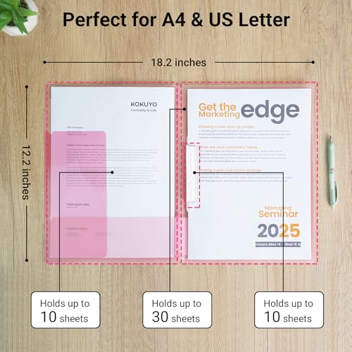 Image of Kokuyo Portfolio Folder with Pockets Folder for Paper Organization,Heavy Duty Pocket Fits US Letter & A4,Dual-Purpose Clip & Pocket Design (FU-CE755LB)