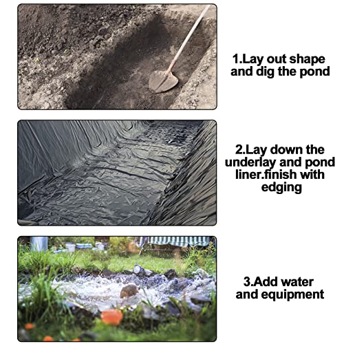 Automoris 10X13Ft Pond Liner, Pliable & Durable Lldpe Material 20 Mil Preformed Pond Liner Easy Cutting, Pond Liner For Natural Looking Ponds, Waterfall, Koi Pondsand Water Garden #TOP6