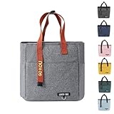 ランチバッグ 小さめ クーラー 防水性 保冷保温バッグ 5L お弁当バッグ 折りたたみ おしゃれ 撥水加工 弁当袋 ポケット付き 大人 学生 男女兼用 ファスナー付き 保冷バッグ お弁当 手提げ コンパクト 軽量 通勤 通学 (グレー)