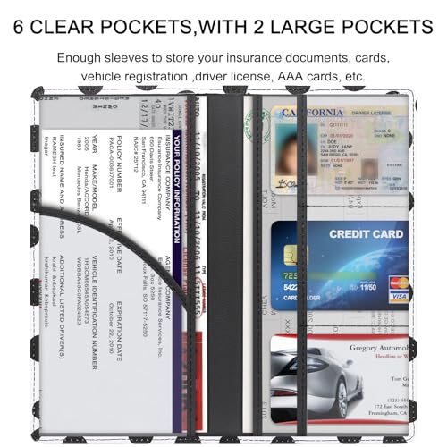 Image of LumiMokki Premium Car Registration & Insurance Card Holder with Magnetic Shut, Vehicle Glove Box Car Organizer - For Documents, Cards, License (Polka dots)