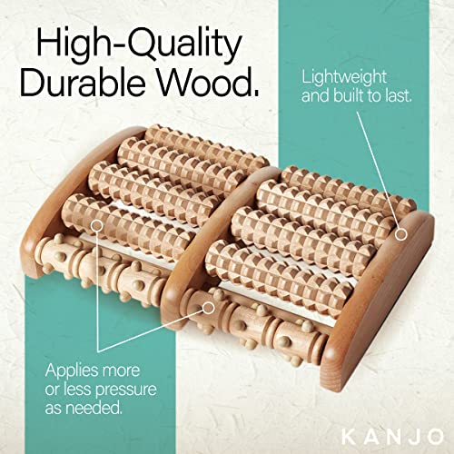 Kanjo Fsa Hsa Eligible Acupressure Foot Pain Relief Multi-Roller - Wooden Dual Foot Roller - Relieves Plantar Fasciitis, Heel & Arch Pain - Promotes Stress Relief & Muscle Relaxation #TOP3