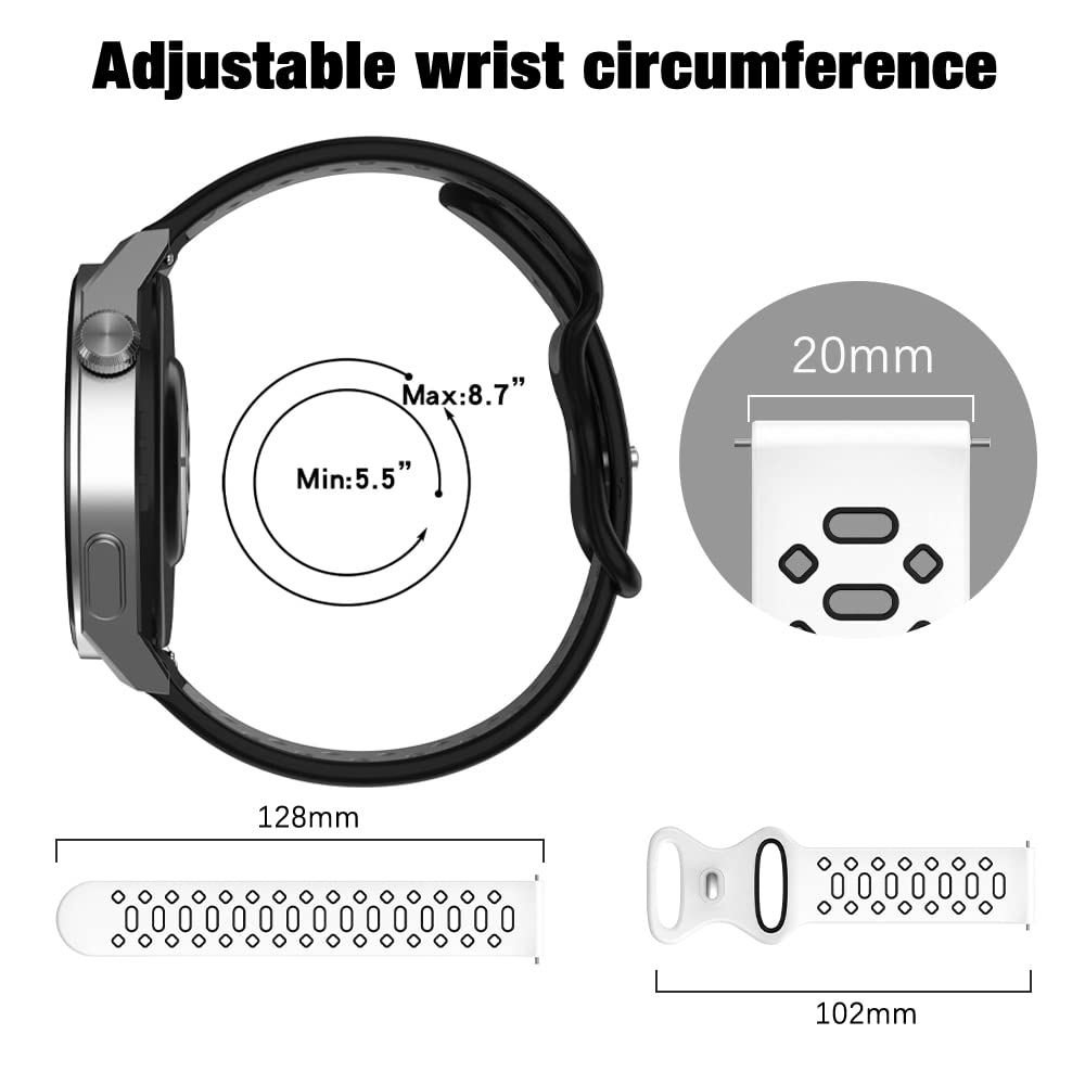 KeeFos Cinturino In Pelle 20mm Per Amazfit T-Rex 3 Pro, Active 2, GTR Mini, GTS 4 E Molti Altri, Donna Uomo
