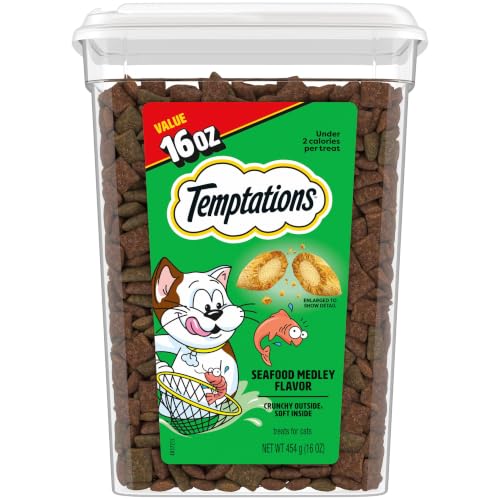Temptations Classic Crunchy and Soft Cat Treats, Seafood Medley, 16 oz - image 1