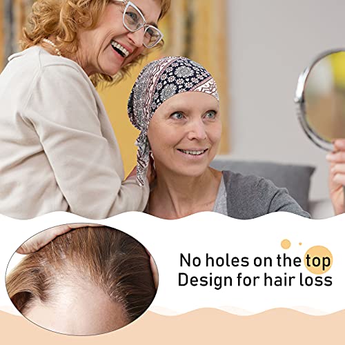 Geyoga 6 Pcs Women Head Scarf Pre-Tied Head Scarves Beanies Covers Cap Stretch Print Sleep Turban Hat Ruffle Beanie Scarf (Floral) #TOP3