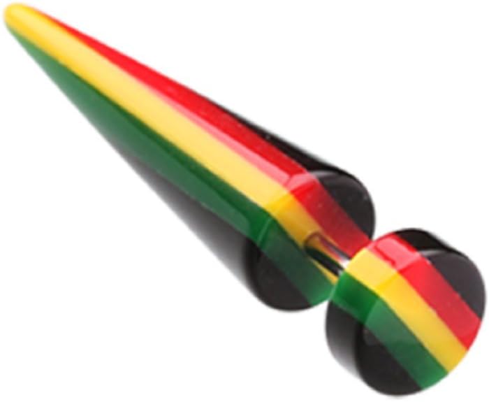Rasta Jamaican Stripe UV Acrylic Freedom Fashion Fake Spiral Taper (Sold by Pair)