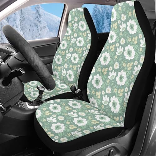 Housse de sièges auto souple et résistante à motif floral vert 52x138cm