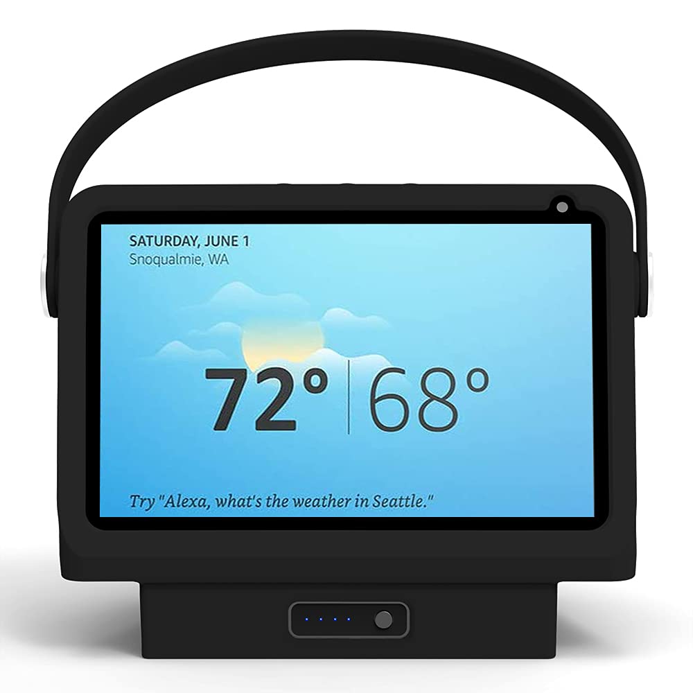 Liboer Battery Base for Show8 1st & 2nd Gen to Make Show8 Mobile Battery Cases Charger Compatible for Show 8 /Xiaodu Speaker Stand Mount with Handle Case (SH8 15600mAh Black)