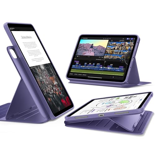 Image of ESR for iPad Air 11 Inch Case M4 /M3 /M2 (2026 /2025 /2024), iPad Air 5th /4th Gen Case (2022 /2020) 10.9 Inch, Removable Magnetic Cover, Adjustable Portrait /Landscape Stand, 9 Standing Angles, Purple