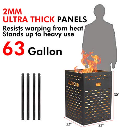 Diumiss Cultura Yamadao 30 Inch 63 Gallon Ultra Thick Burn Barrel Burn Drum For Yard Waste Incinerator Barrel Burn Cage For Paper Leaf Trash Wood Backyard Bonfire thumb #1