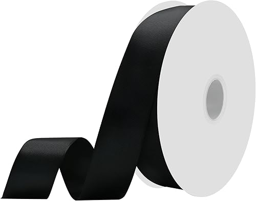 Cinta de grogrén negra de 1-12 pulgadas x 100 yardas para manualidades, lazos para el cabello, envoltorios de regalos, artes, costura, cinta de
