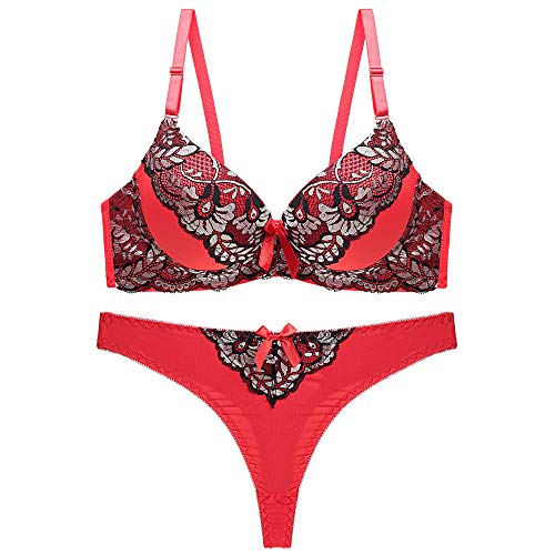 Ensemble soutien-gorge push up et culotte bikini en dentelle noire
