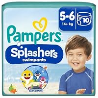 Pampers Windeln Größe 5-6, Splashers Baby Shark Limited Edition, 10 Stück, Einweg-Schwimmwindeln, für sicheren Schutz im Wasser