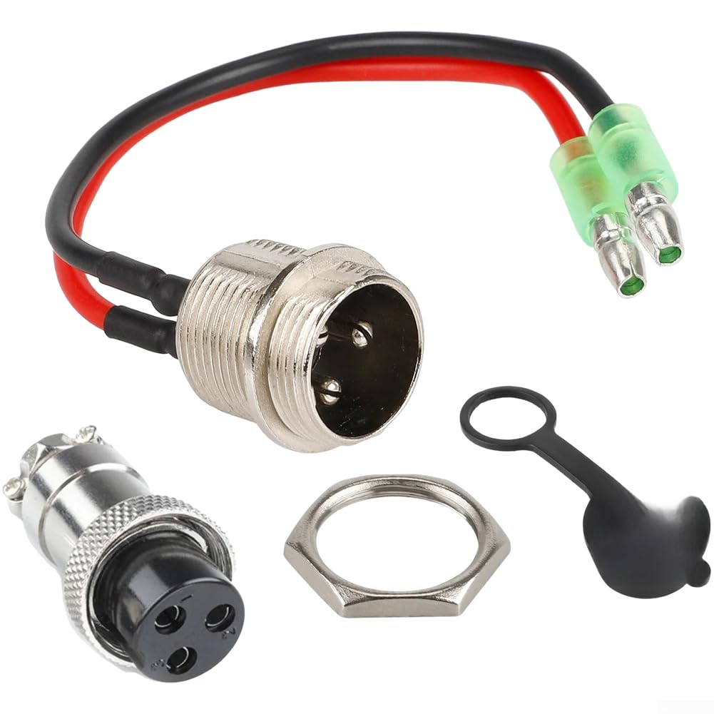3 Pin Gx16 Aviation Connector Waterproof Charging Port For Electric Scooter With Stopper Mechanism Red And Black Finish