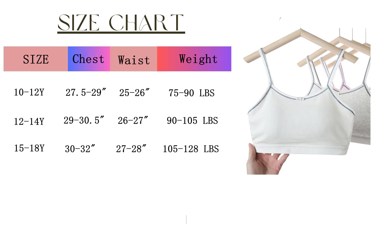 Training Bra Sujetado de Entrenamiento, Opaco para Niñas