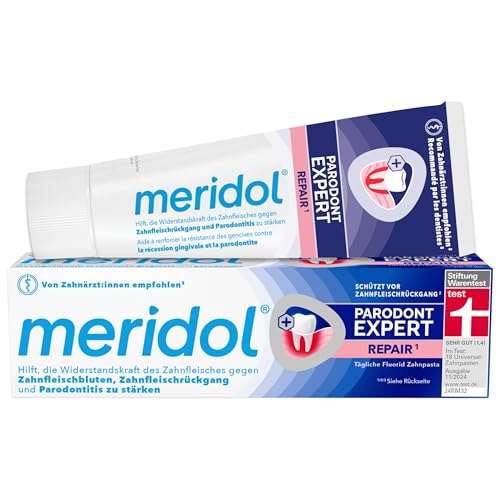 meridol Zahnpasta Parodont Expert 75 ml - Zahncreme wirkt antibakteriell und unterstützt so den natürlichen Heilungsprozess des Zahnfleisch