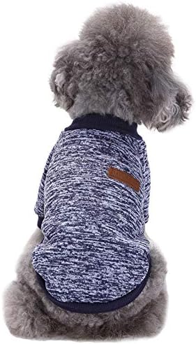 CHBORLESS Pet Dog Classic Knitwear Sweater Warm Winter Puppy Pet Coat Soft Sweater Clothing for Small Dogs (M, Navy Blue)