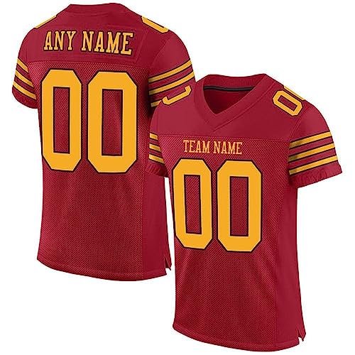 Custom Football Jersey, Football Shirt, Football Jerseys for Women, Football Jerseys for Men, Cardinal Gold-Black Football Jersey, Football Shirts for Men, Football Gifts