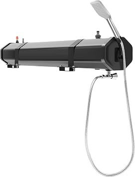 Portable Water Tank for Camping Shower, 7.93Gal/30L Pressurized Water Tank Roof Rack Mount Road Shower with 5.58 Long Water Pipe for Trucks, SUV, RVs