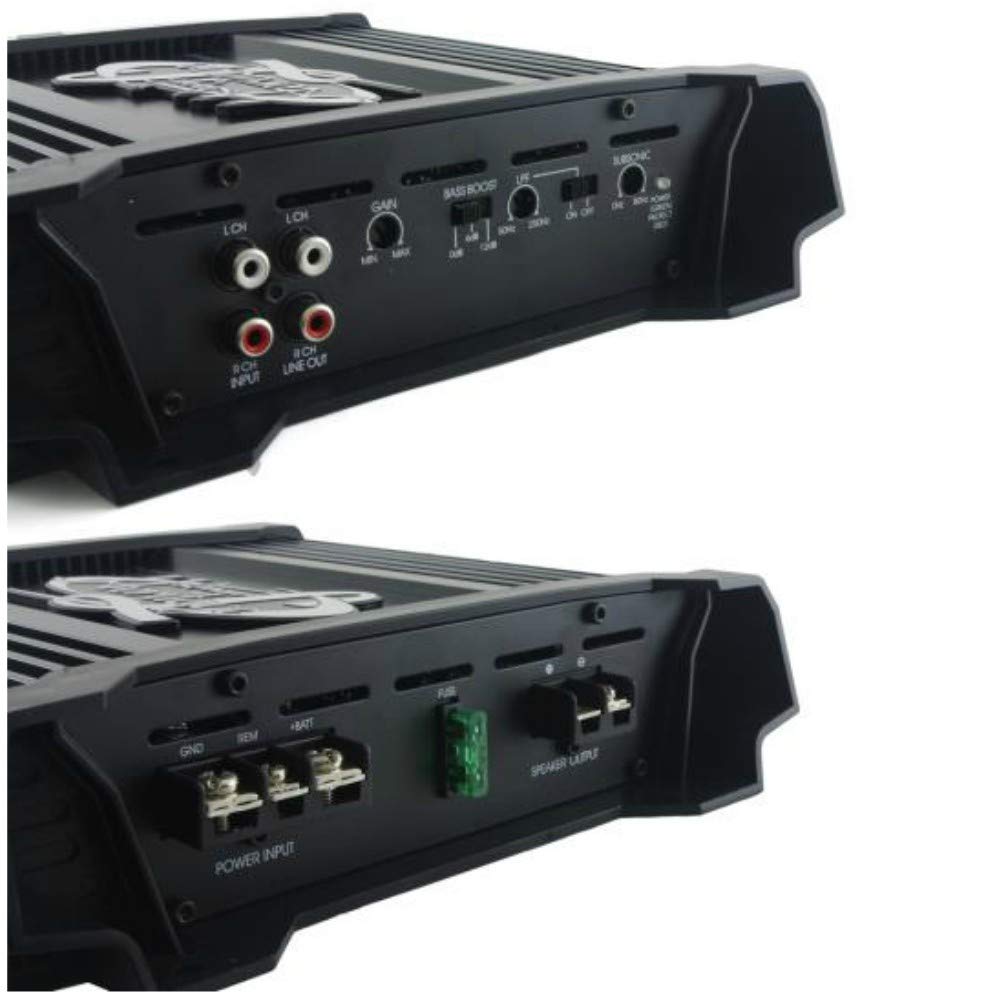 1 LANZAR HTG137 HTG 137 Amplificador 1 Canal monoaural de 700 vatios rms a 2 ohmios y 2000 vatios como máximo Ideal para subwoofer Coche, 1 Pieza
