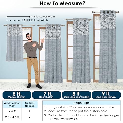 Image of Story@Home Window Curtains 5 Feet Long Set of 1 | Geometric Printed | Medium Room Darkening Curtain | Curtains for Living Room | (118 x 152 cm, Blue & Grey) | Perfect for Home Decor