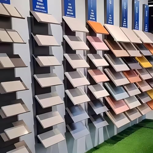 Wall-Mounted Iron Art Tile Display Stand, 5th/6th Floor Rack for Retail & Exhibition, Elegant Gold Sample Organizer (30x20x130 cm)