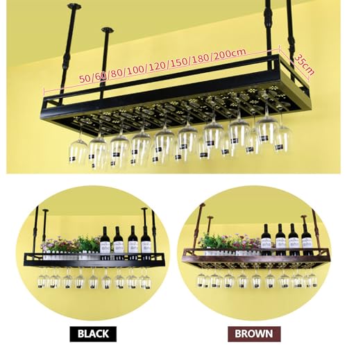 Support à vin mural marron avec étagère suspendue pour bouteilles - 8
