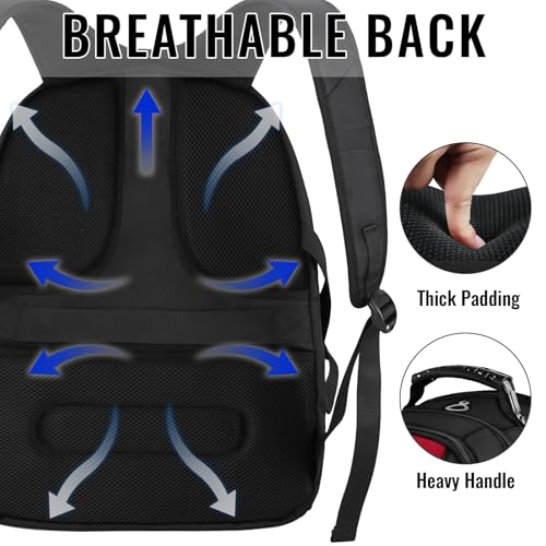 Image of YOREPEK Large Capacity Water Repellent Laptop Travel Backpack, with Pockets with USB Charging Port and Headphone Hole Fits 17.3 Inch Laptop, MacBook (Red)