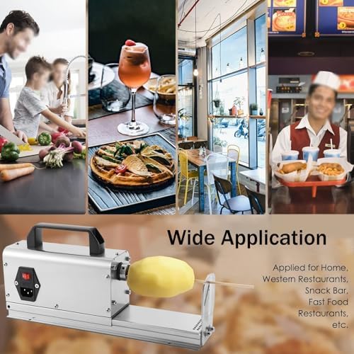Electric Tornado Potato Slicer, Spiral Potato Cutter Twisted Potato Slicer, with 2 Blades & Switch Control,for Home Commercial