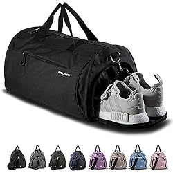 Fitgriff® Bolsa Deporte Gimnasio, de Fitness, Hombre y Mujer, Gym - Bolsa de Viaje Macuto con Zapato y Compartimento Húmedo (Black, Medium)