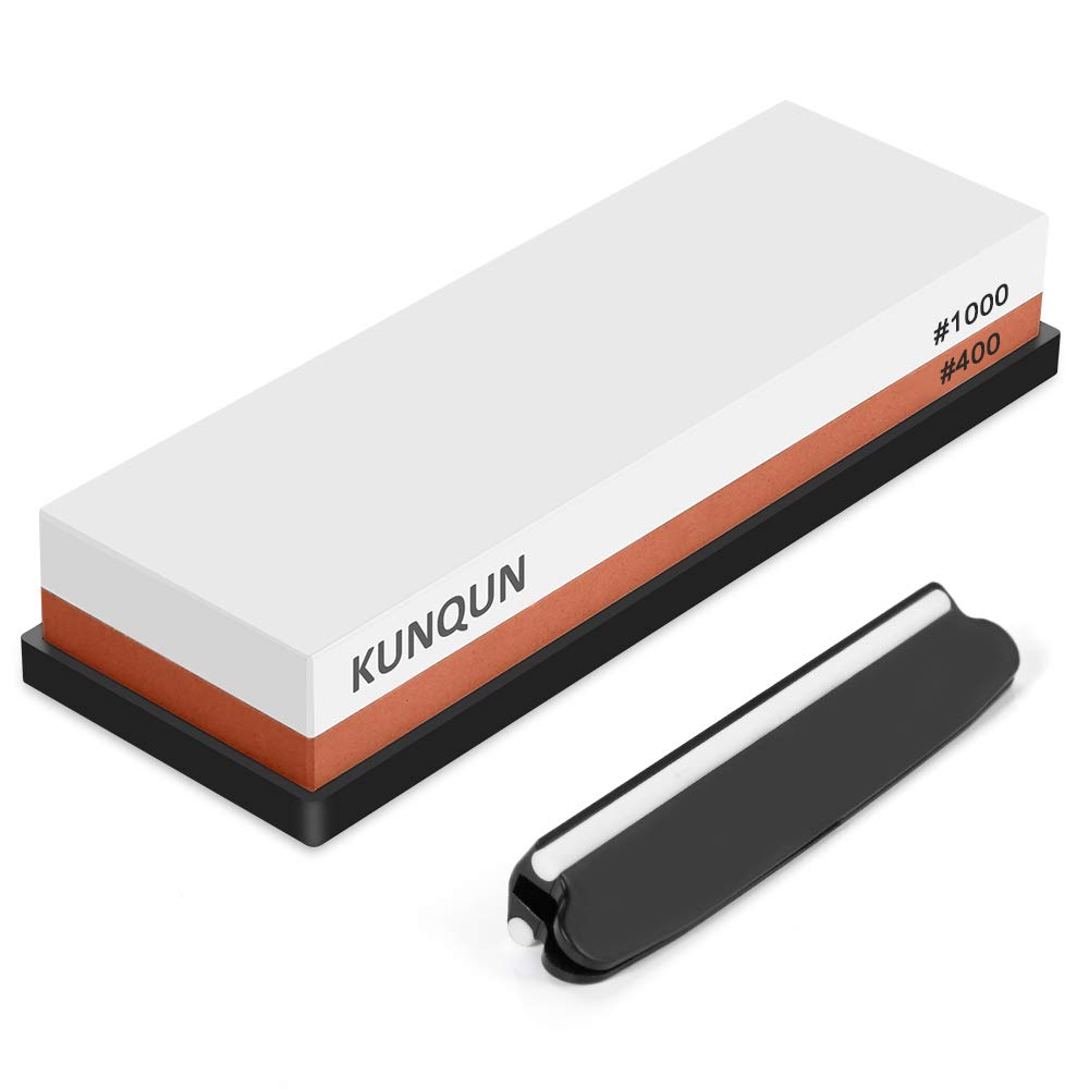 KUNQUN Whetstone 400 1000 Grit, Premium Knife Sharpening Stone set 2in1 Dual Grits