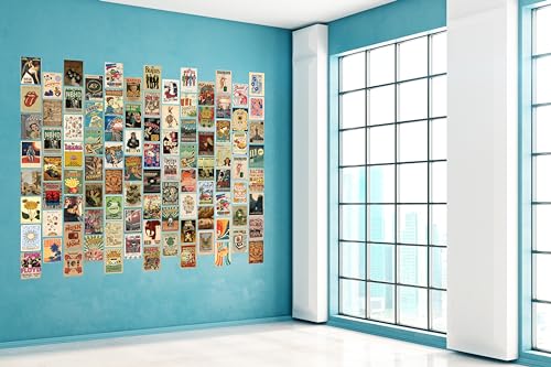 Image of Craft Qila Pack of 108 Vintage Collage Kit Posters - 4 x 6 Inches Wall Decor for Bedroom, Living Room, Office - Cardstock
