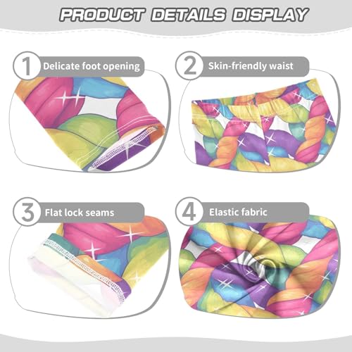 KLL Realistic Knitted Illustration Rainbow Texture Girls Legging Soft High Waisted Lounge Pants Gym3