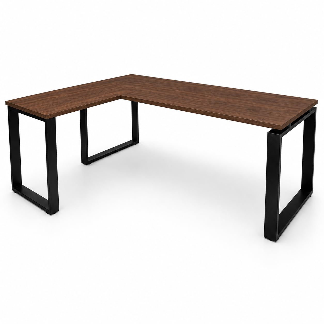 Escritorio en L Izquierda para Oficina. Mesa Esquinera con Estructura Metálica Negra. Mesa de Ordenador para Teletrabajo, Estudio y Gaming (140x80, Nogal)